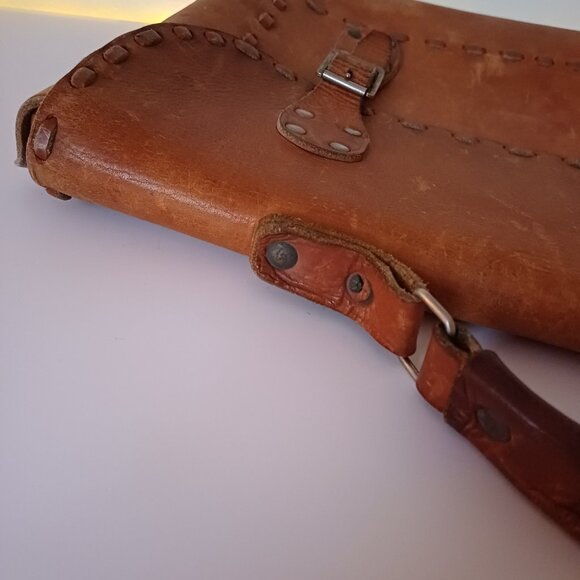 Vintage Montreal Atelier Hand Crafted Leather Stitching Briefcase Messenger Bag - Picture 15 of 16
